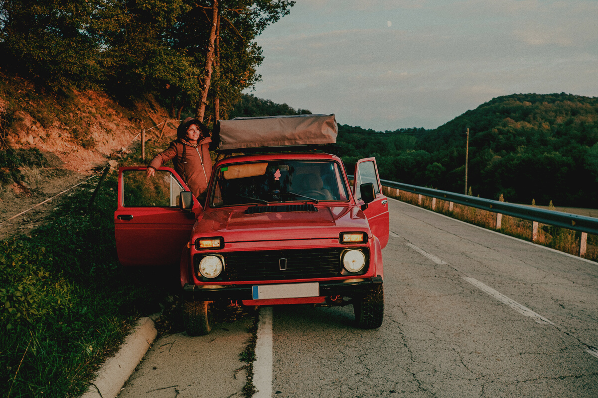 Man Checking Items During Road Trip